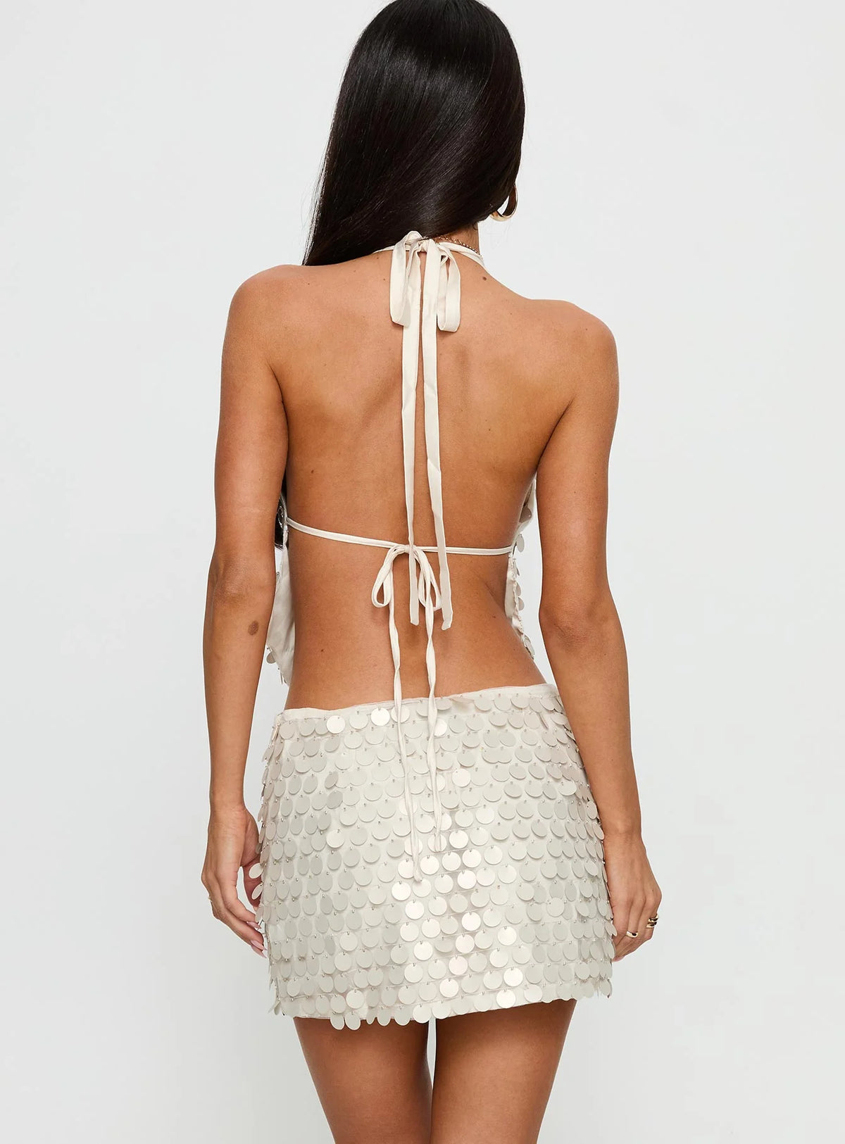 Chloe Sequin Mini Skirt Cream