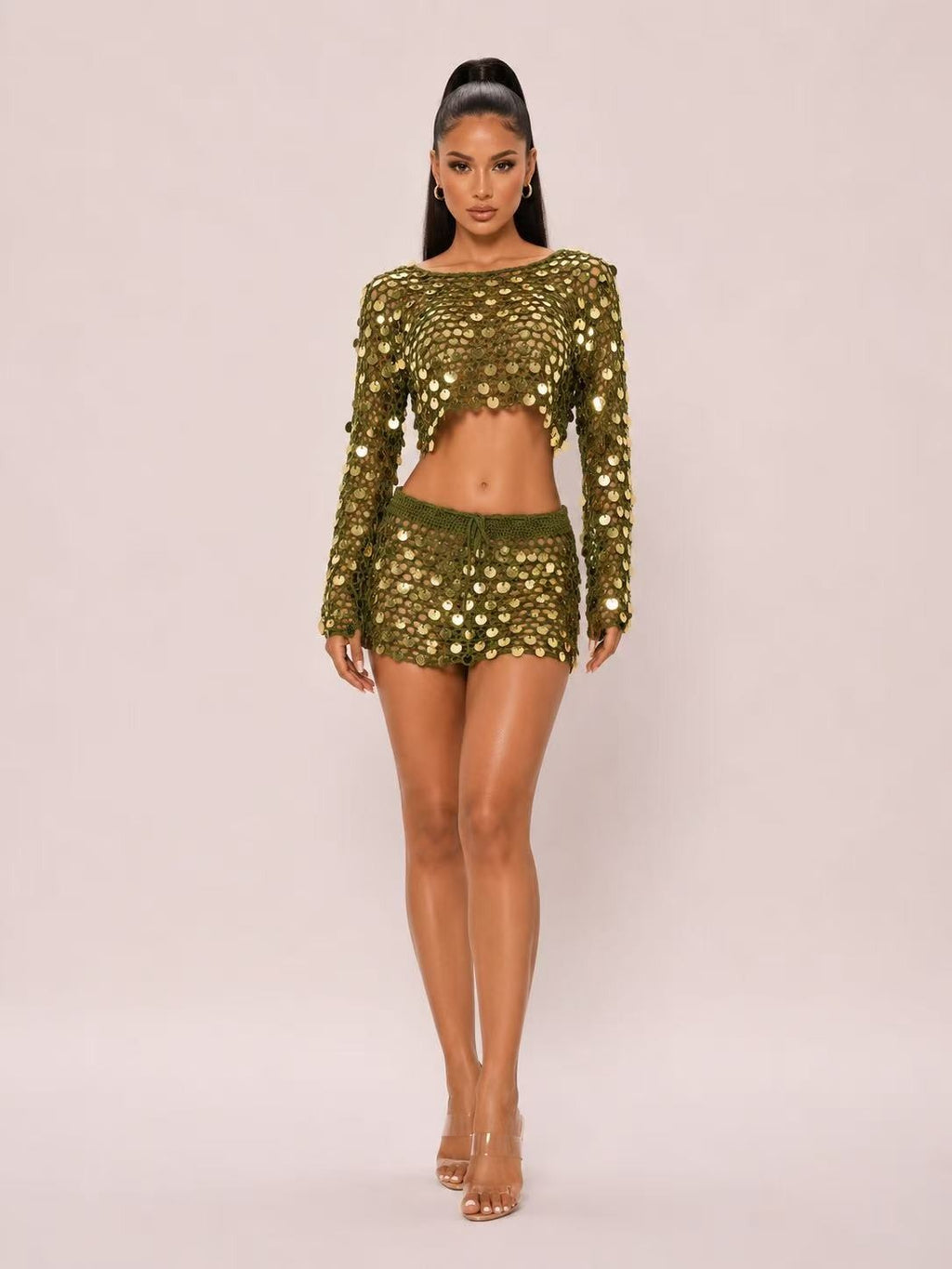 Moss Sequin Mesh Set